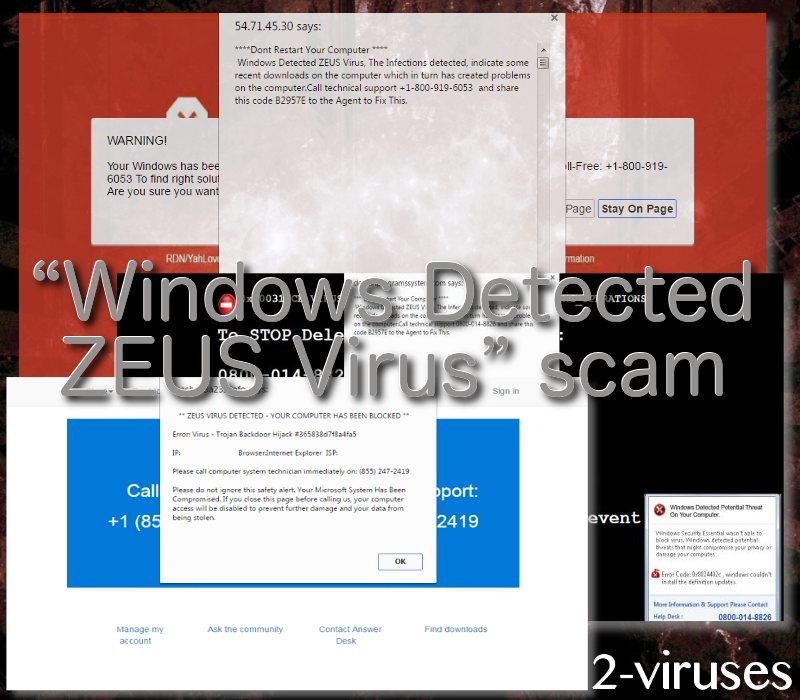 „Windows Detected ZEUS Virus“-Schwindel