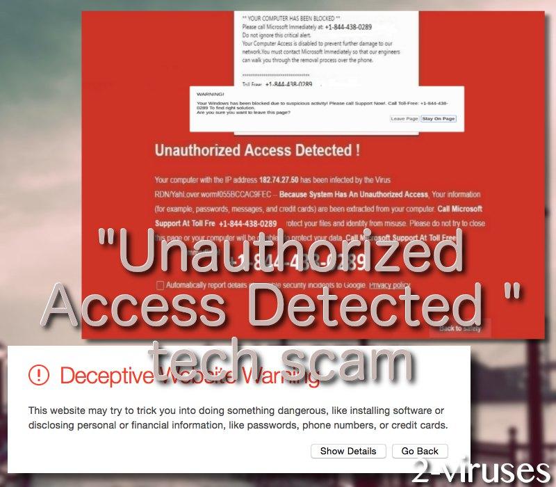 "Unauthorized access detected" scam