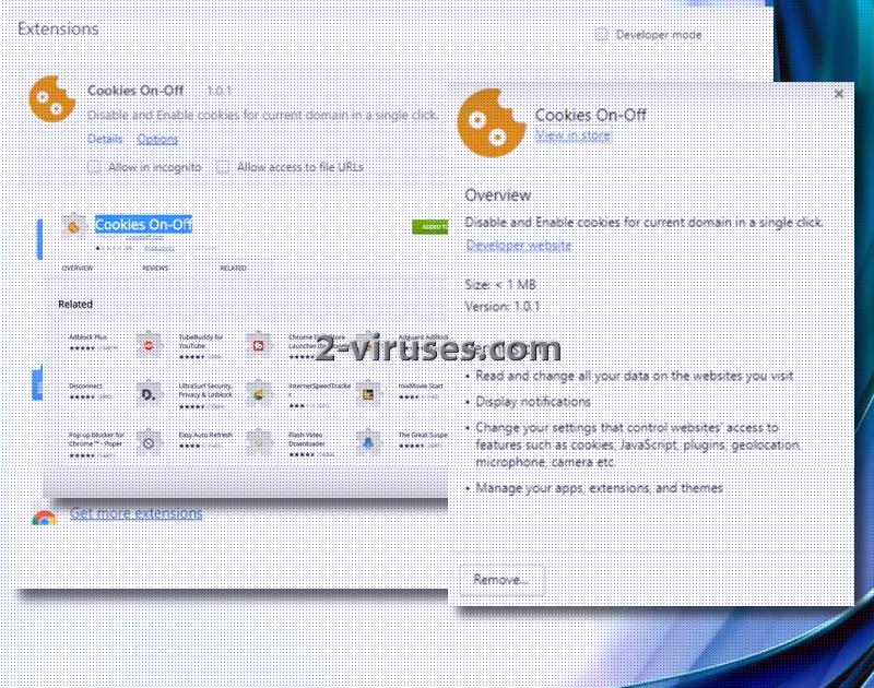 Die Cookies On/Off Extension entfernen Sicher PC