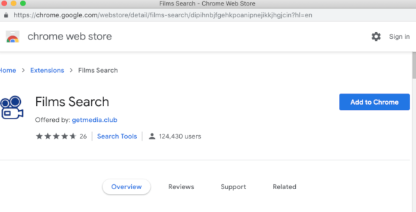 „Films Search“-Browsererweiterung